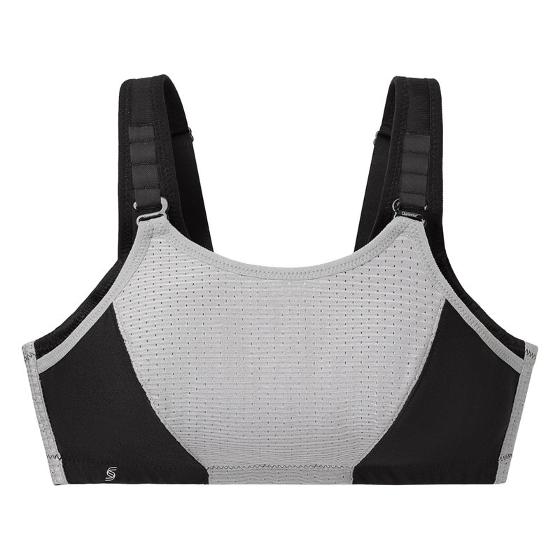 Glamorise Full Figure Plus Size Custom Control Sports Bra Wirefree #1166 Black/Grey - Image 3